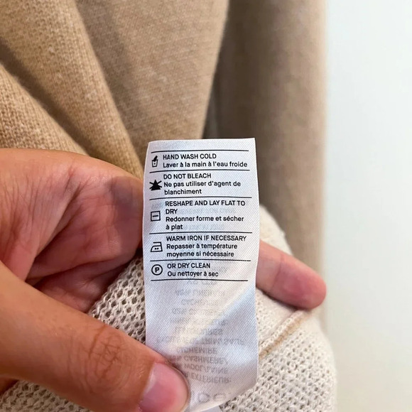 Vince Tan Wool Cashmere Blend Mock Neck Drawstring Bell Sleeve Pullover Sweater - Picture 9 of 10